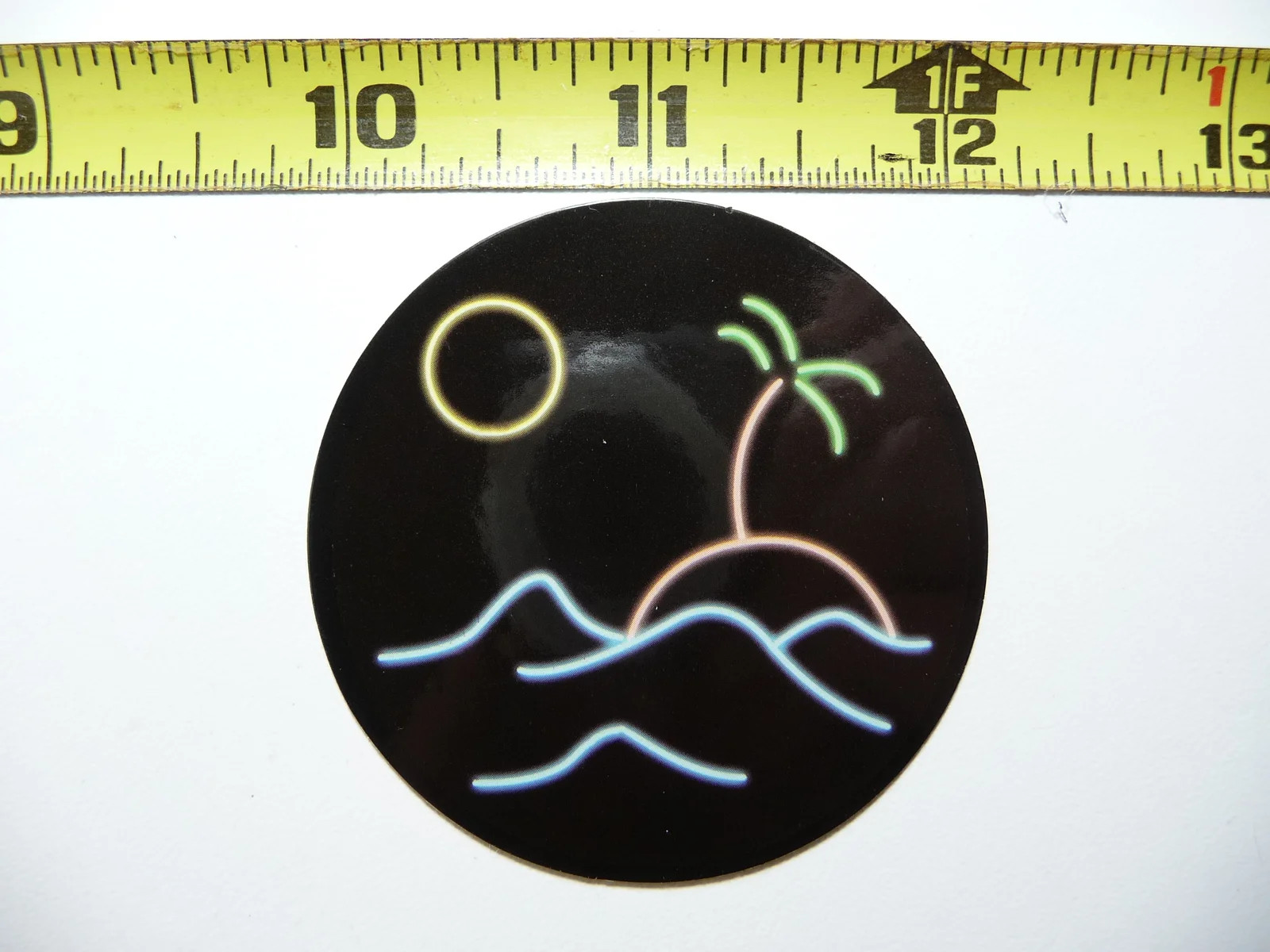 TROPICAL ISLAND VIEW NEON STYLE SMALL STICKER DECAL COLORFUL FUNNY