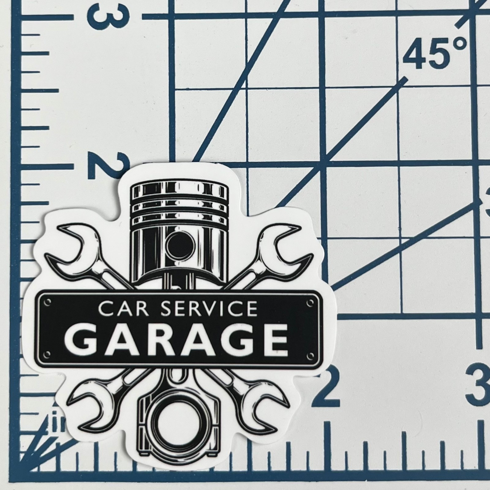 Car Service Garage Vinyl Sticker Die Cut Piston and Wrenches Mechanic Decal