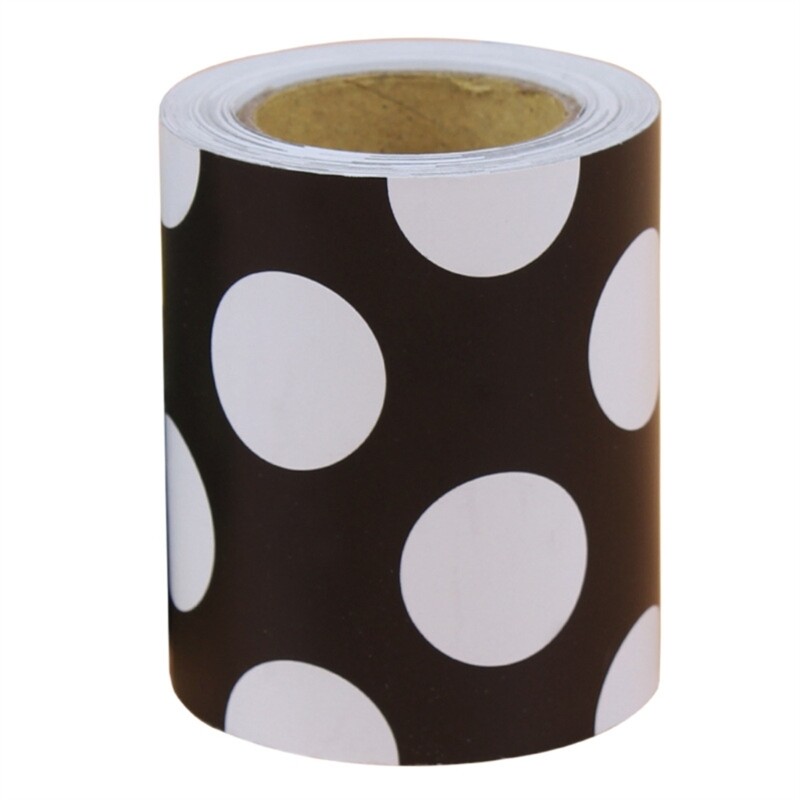 32.8ft White Black Dots Border Trim Wall Sticker for Chalkboard Party Decoration