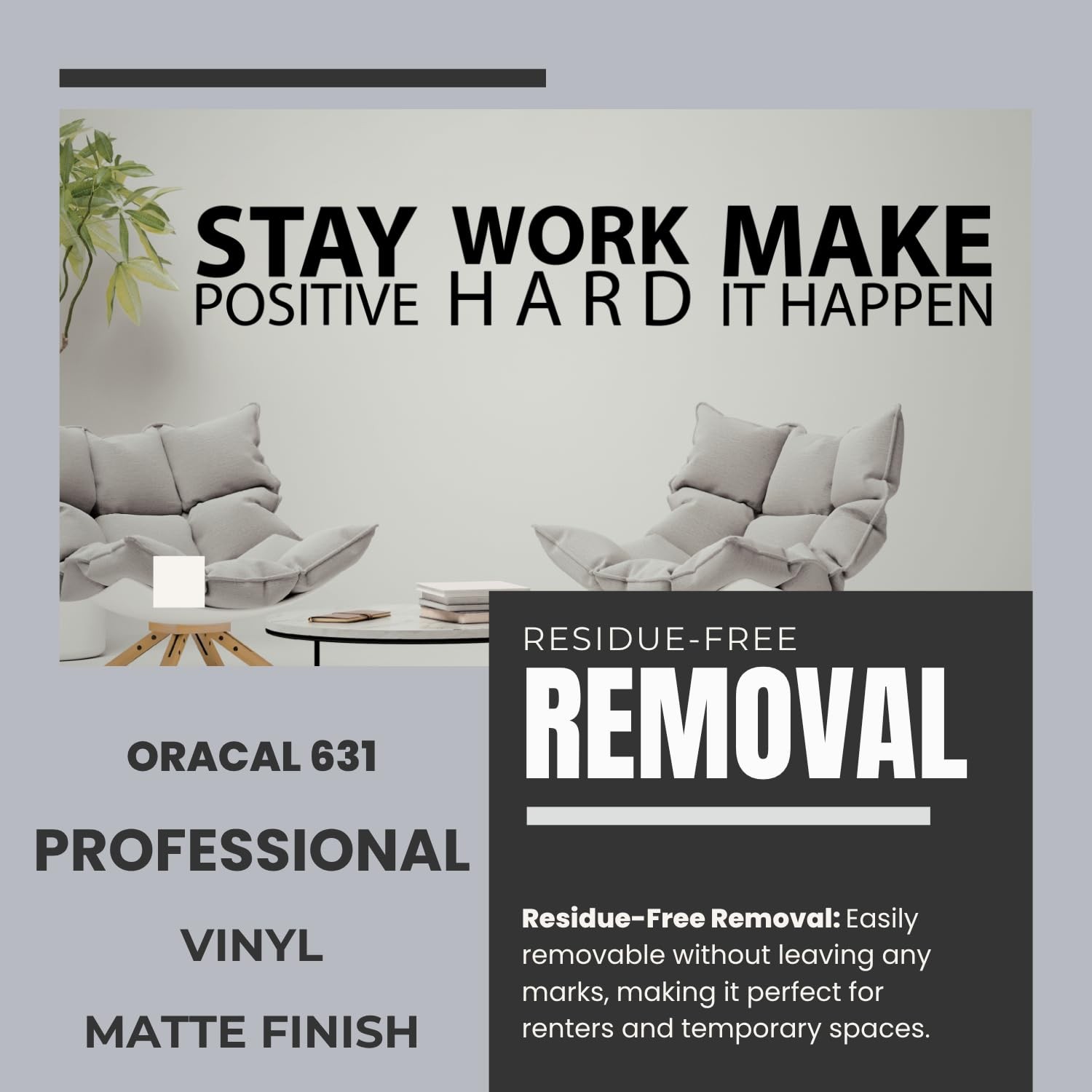 Large Stay Positive Work Hard Make it Happen Wall Sticker Inspirational Wall …