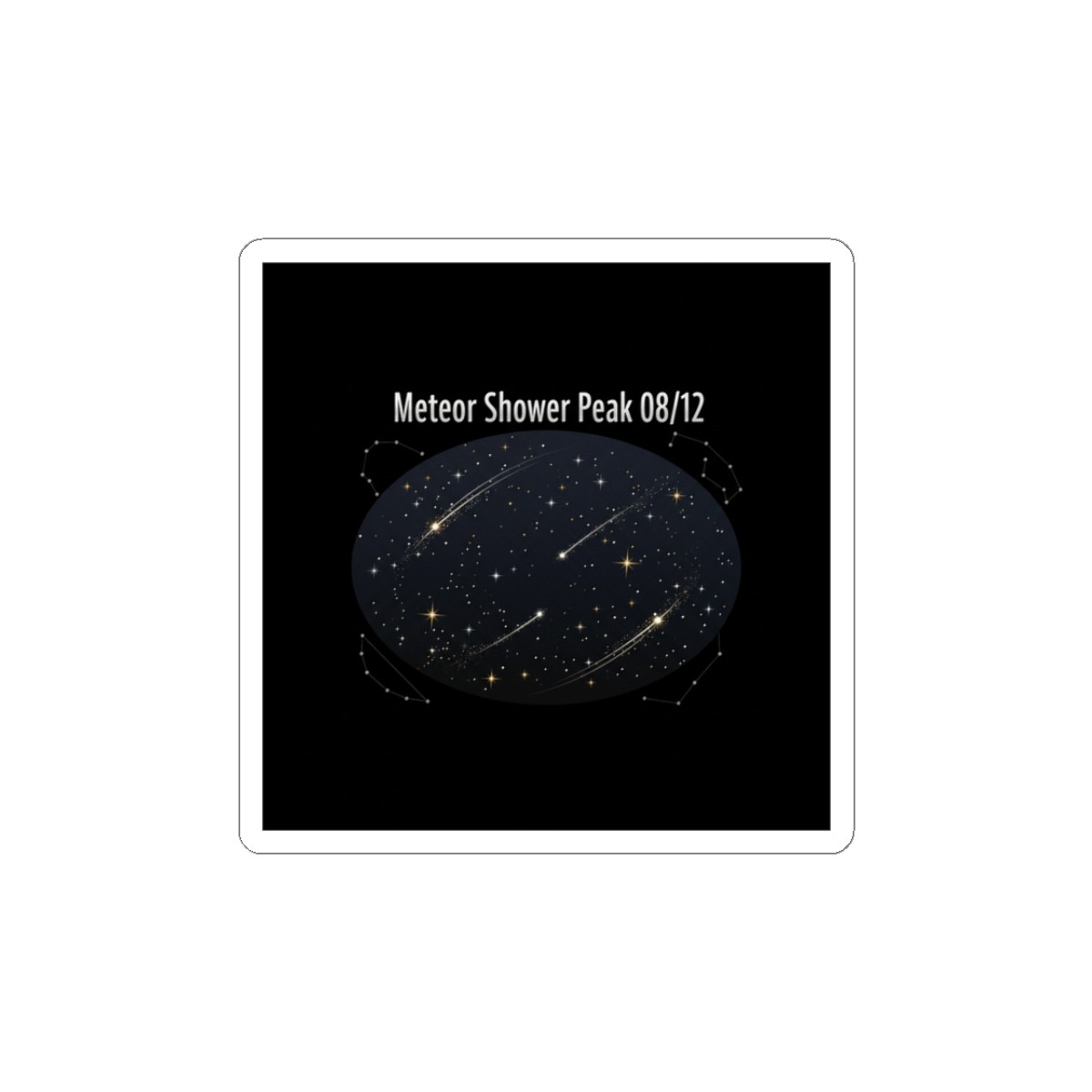 Meteor Shower Peak 08/12 Kiss-Cut Sticker | lunar event art, astronomy design