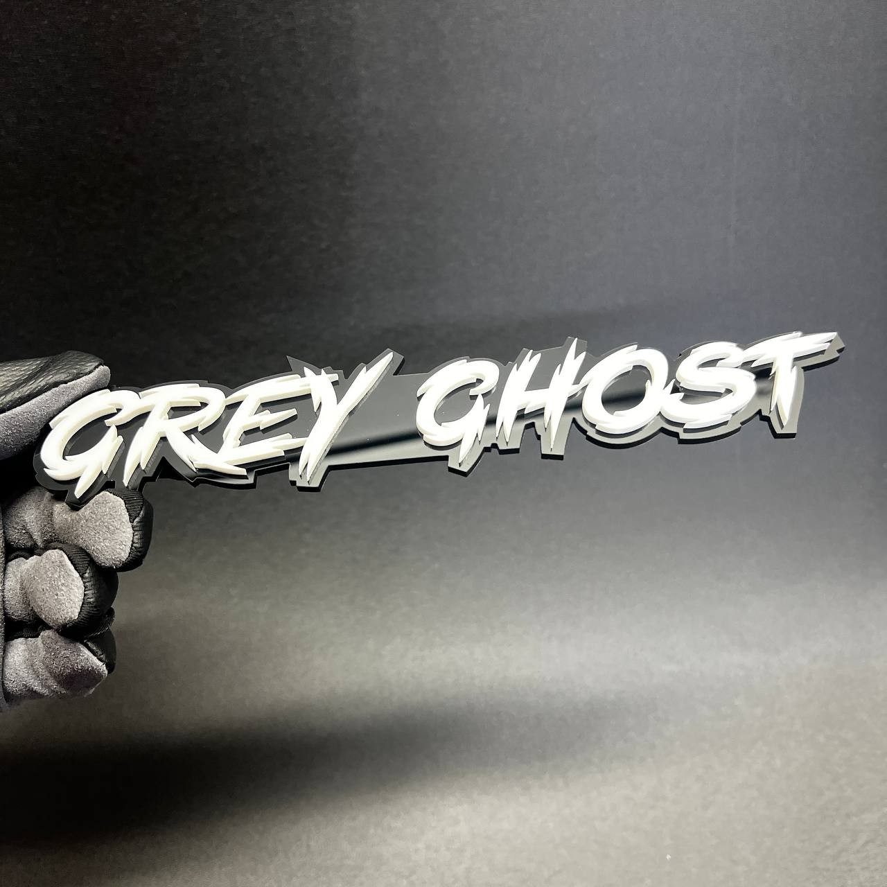 1x GREY GHOST Custom Text 3D Acrylic Car Emblem Badge Multicolor Fender Decal