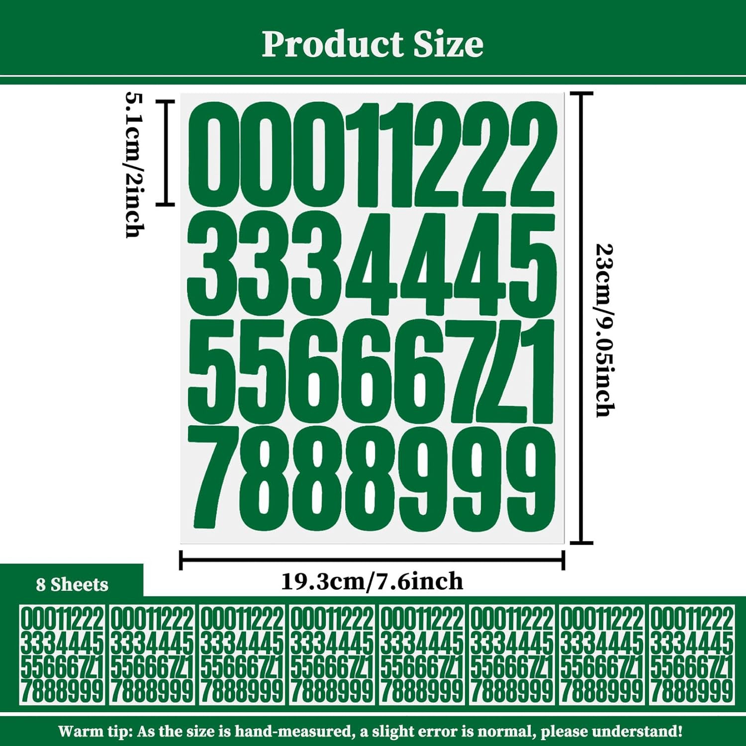 240 Numbers,2-Inch Self-Adhesive Vinyl 0-9 Number Decals Sticker for File Folder