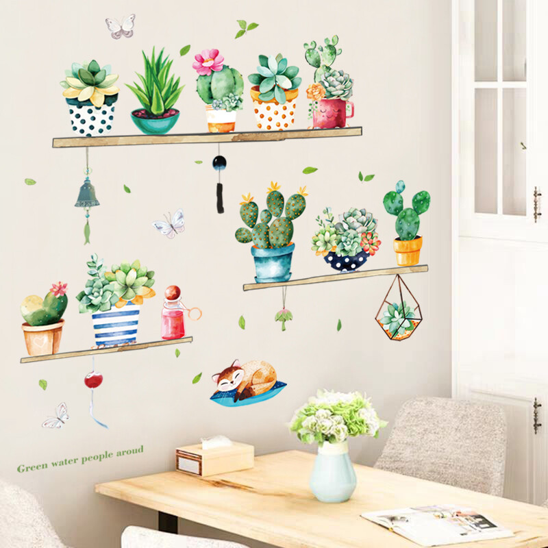 Removable Vinyl Wall Decal succulents Sticker Art Home living Room DIY Decor