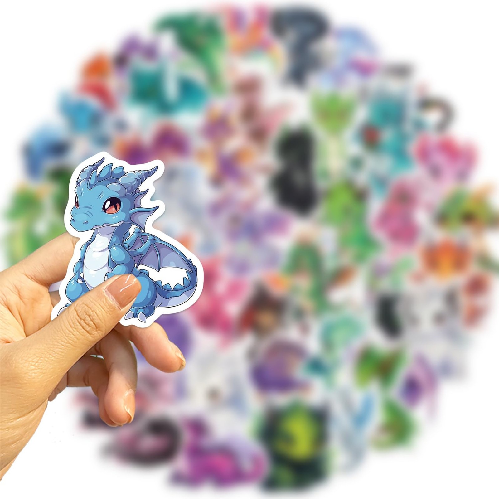 50Pcs Dragon Sticker, Cute Stickers for Kids Teens Adults, Vinyl Cartoon Animals