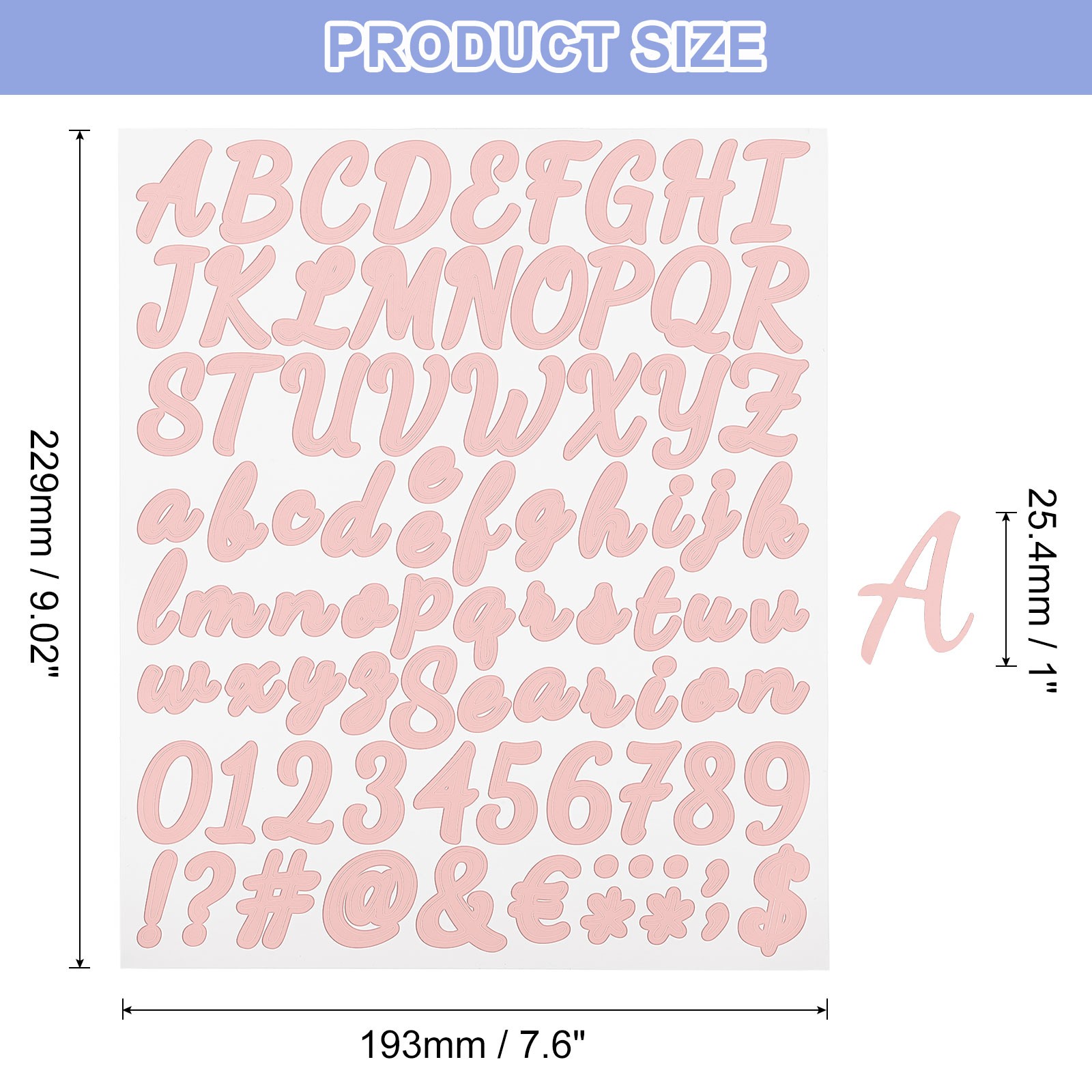 Vinyl Stickers Self Adhesive for Letters and Numbers, 252 Pieces, Pink, 25mm