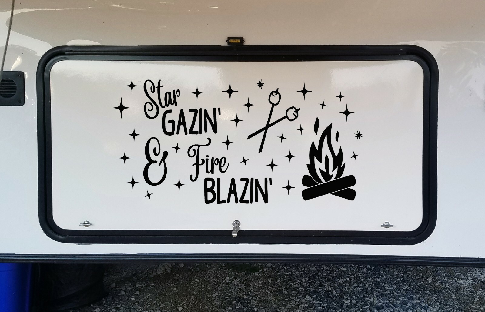 Star Gazin' & Fire Blazin' Vinyl Decal – Camping Summer Campfire Die Cut Sticker