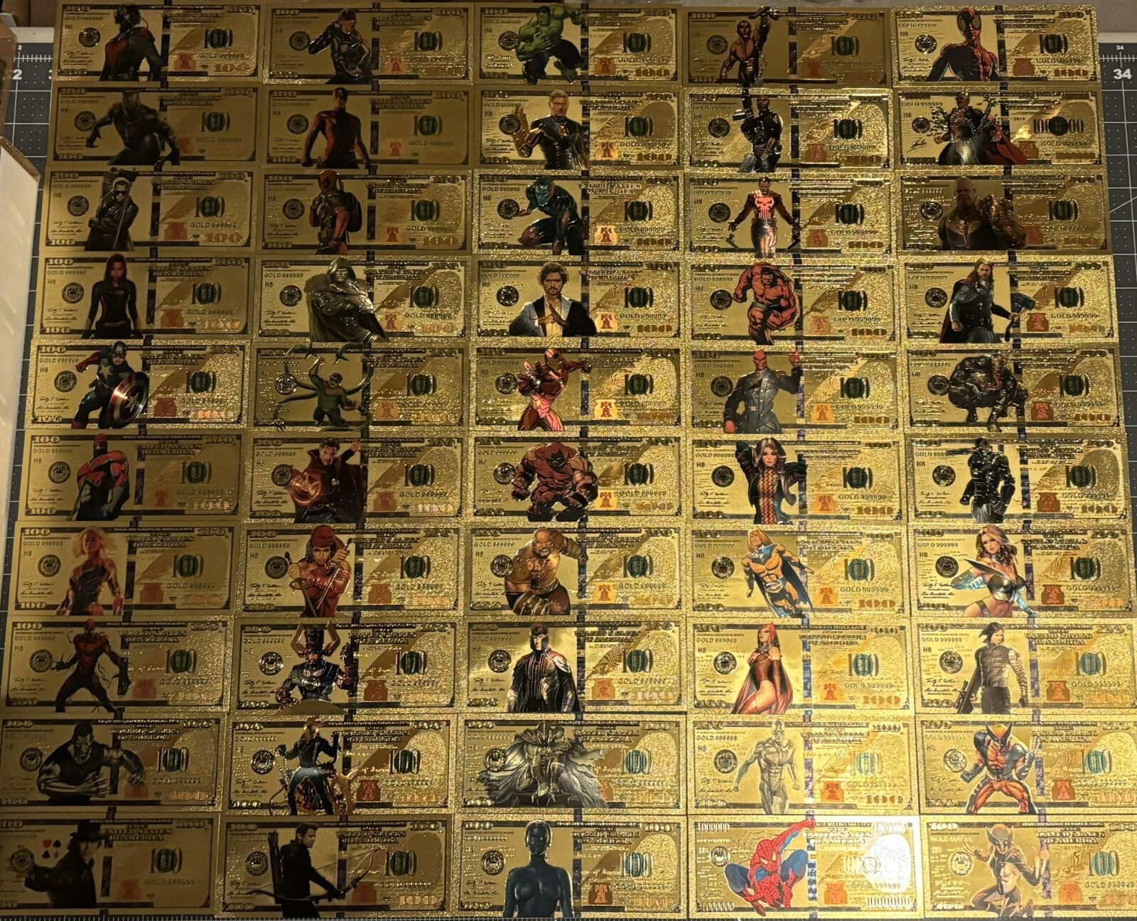 Gold Marvel Bills – Bank Notes – Singles / Set of 50