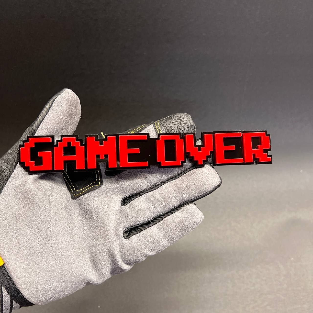 1x GAME OVER Custom Text 3D Acrylic Car Emblem Badge Multicolor Fender Decal