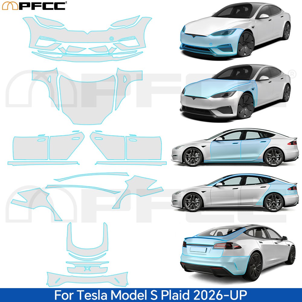 Full Car For Tesla Model S Plaid 2026-UP Precut Paint Protection Film 8.5Mil TPU