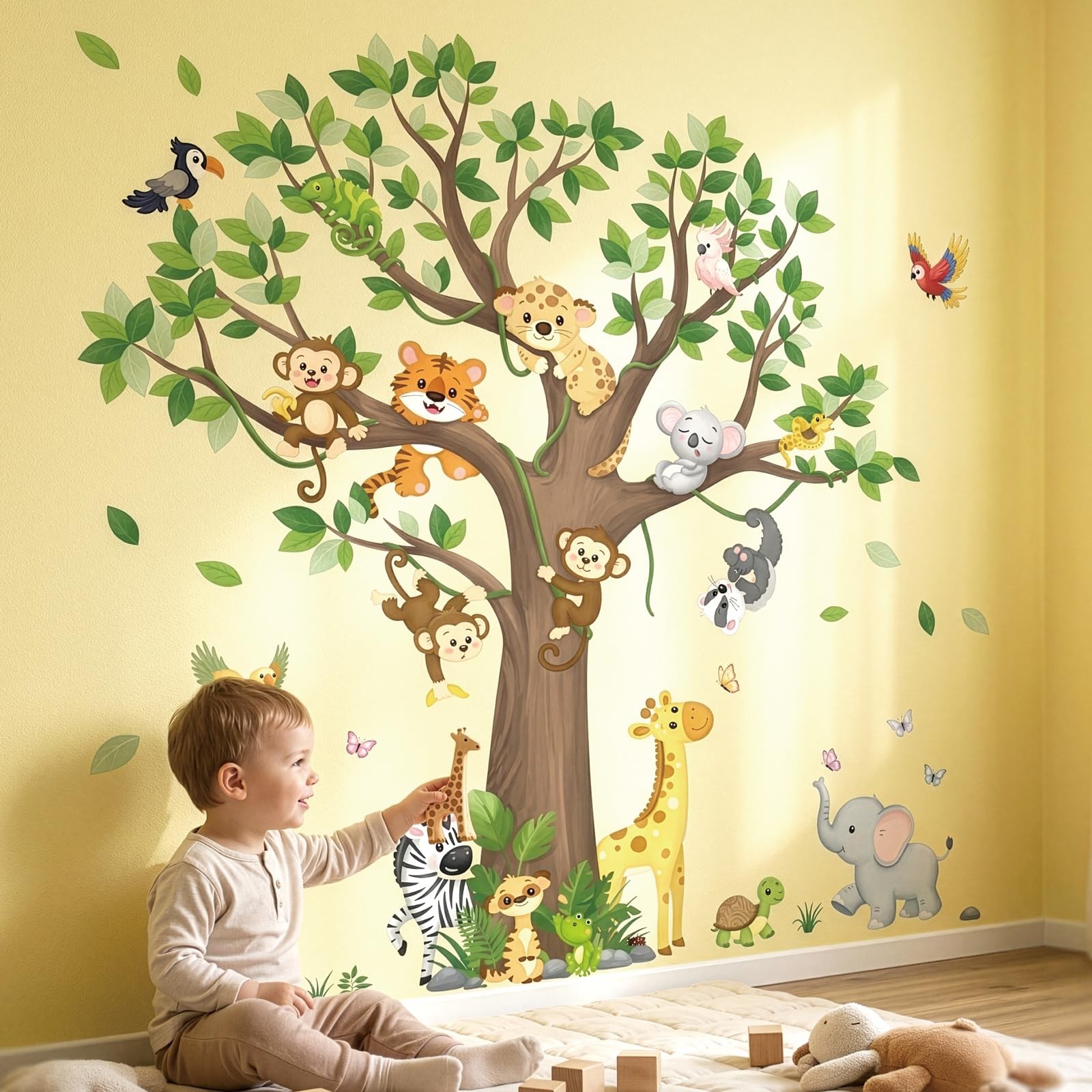 SG4-2504 Large Tree Jungle Animals Wall Decals Removable Stickers for Kids Be…