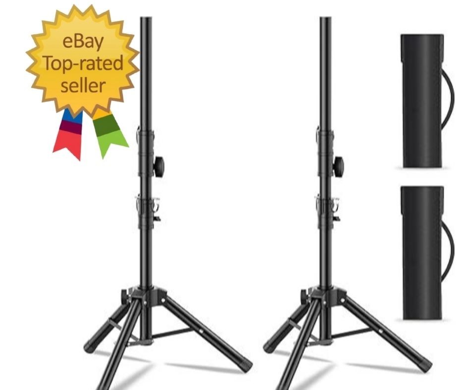 Small Speaker Stands 2 Pack, 24-50 Inch Height Adjustable Speaker Tripod Stand P