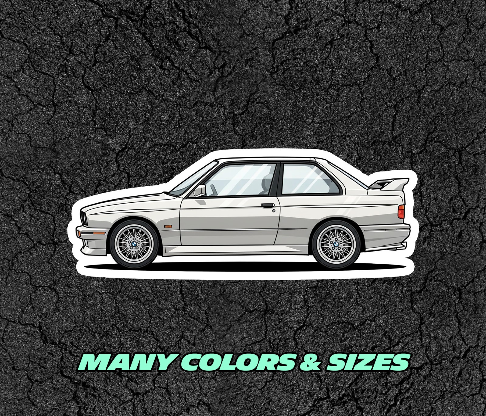 BMW M3 E30 Car Profile Sticker for Laptop, Phone Case, Book, Window, Kids etc.