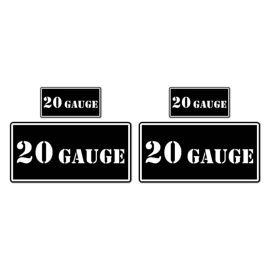 20 Gauge B&W Ammo Box Set, Vinyl Decal Sticker, 2@ 1"x2" & 2@ 2"x4", #8413