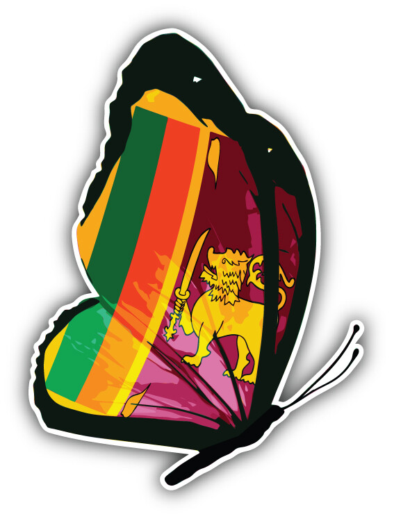 Sri Lanka Butterfly Flag Car Bumper Sticker Decal