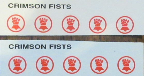 Decals Warhammer 40K Space Marines Crimson Fists Transfers