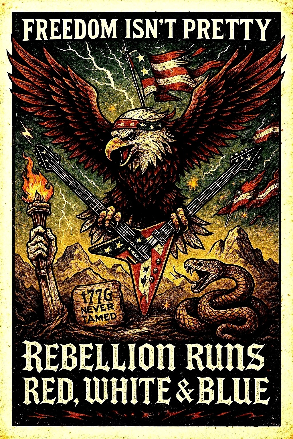 3"X3" Kiss Cut Sticker Freedom isn't Pretty Rebellion Runs Red, White, and Blue