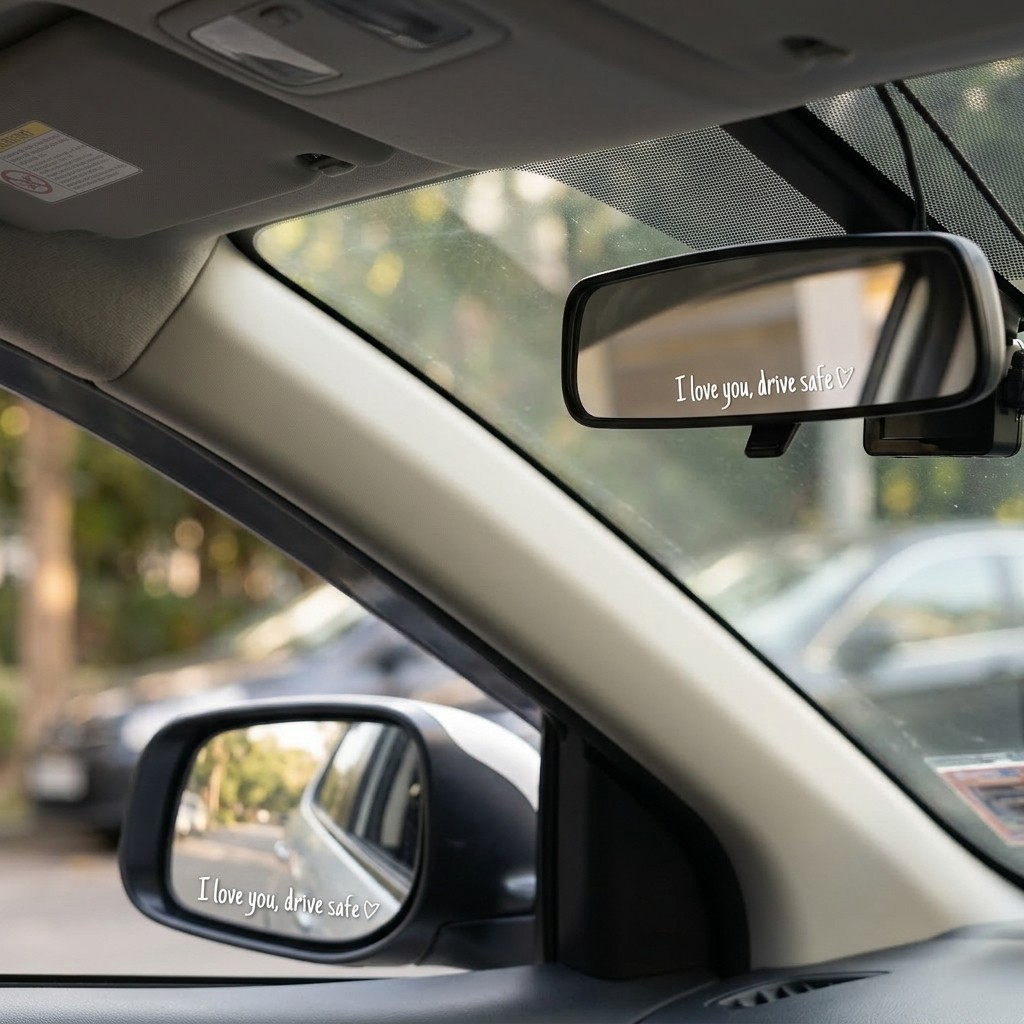 Drive Safe I Love You Vinyl Sticker Decal for Car Mirror Window 3 Pieces Set