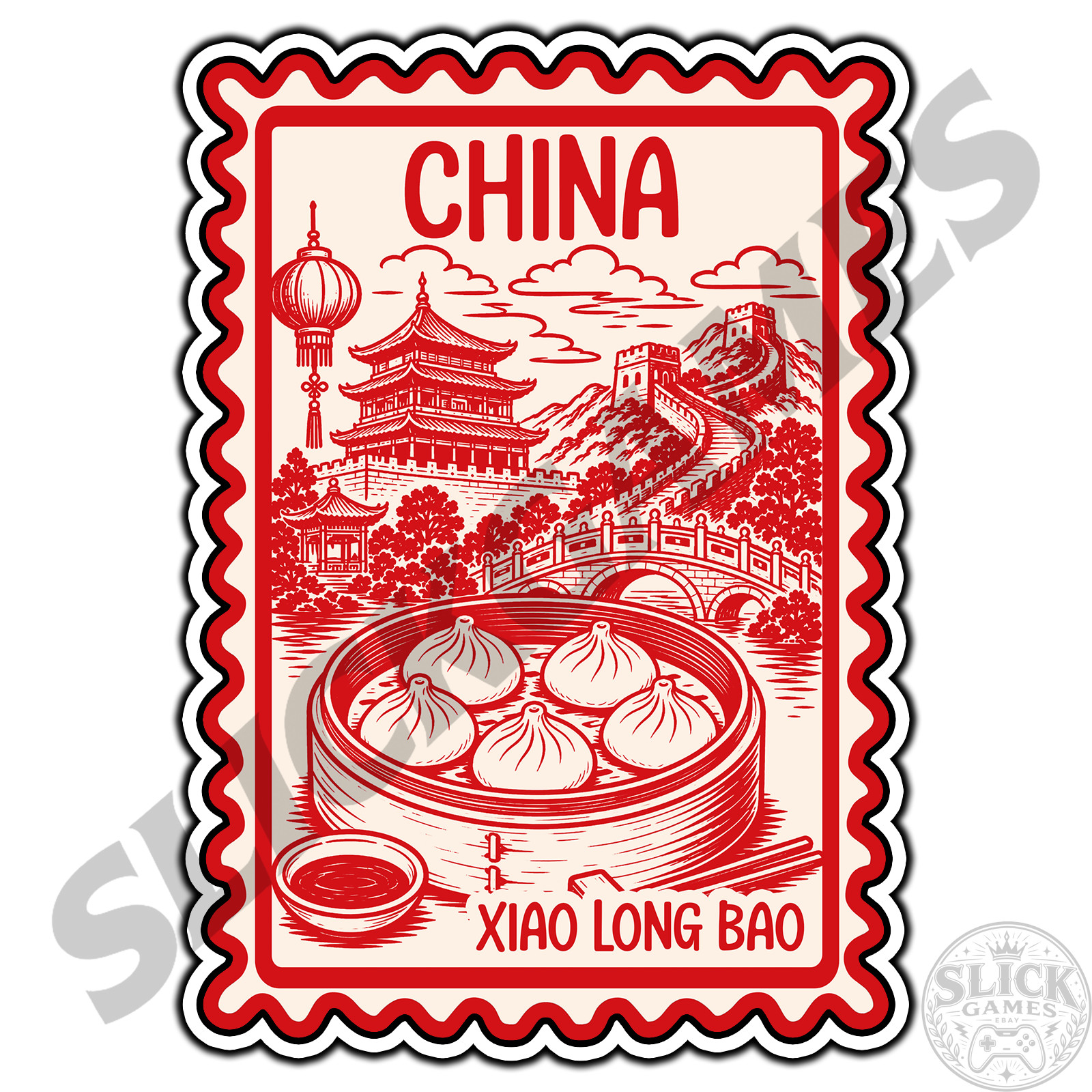 China Xiao Long Bao Travel Postage Stamp Sticker #1Waterproof Vinyl Decal DieCut