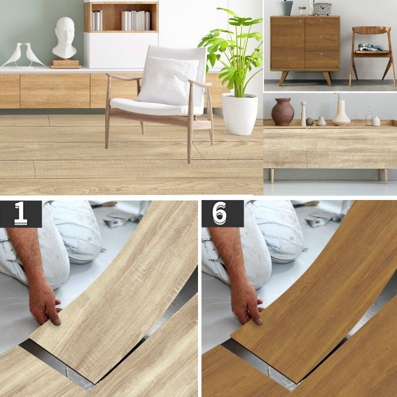 Wood Texture Floor Sticker Waterproof Wallpaper Tiles Desk Sticker Non-Slip
