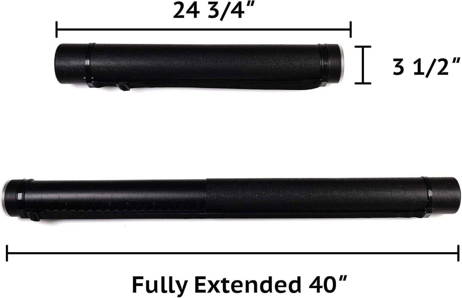 2-Pack Extendable Poster Tubes Expand from 24.5” to 40” with Shoulder Strap | Ca