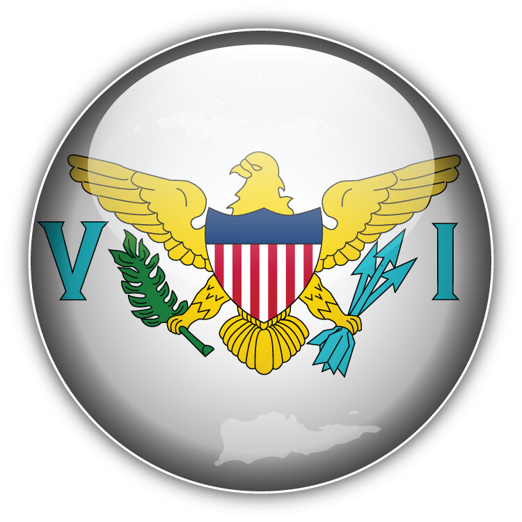 Virgin Islands Map Glossy World Flag Lable Car Bumper Sticker Decal