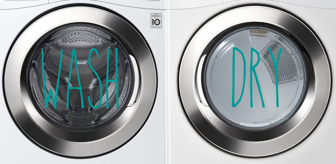 Wash Dry Vinyl Decals | Skinny Farmhouse Washer Dryer Laundry Room Set