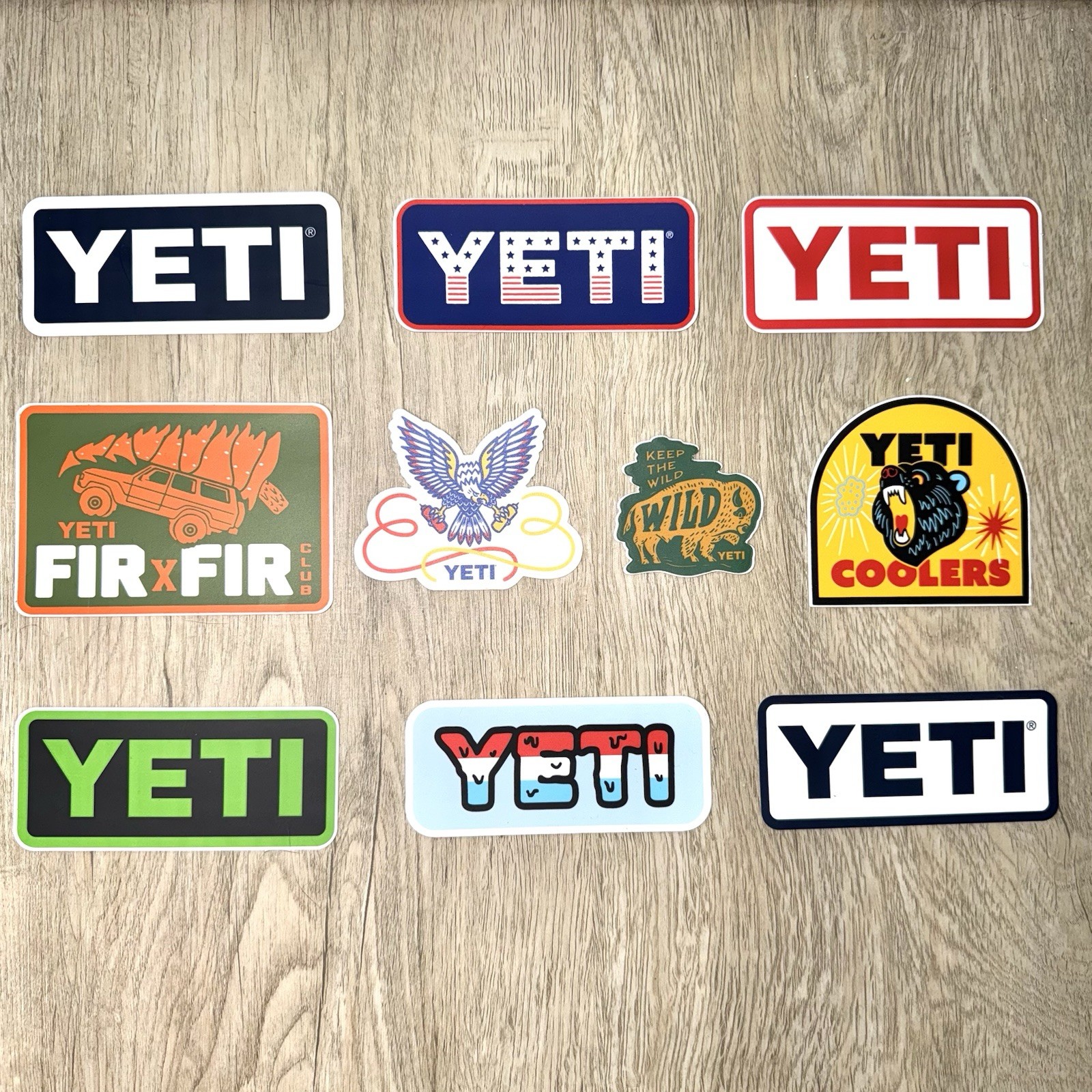 YETI Retired Stickers Lot of 10 Fourth of July Fir x Fir Club EXCLUSIVE RARE SET