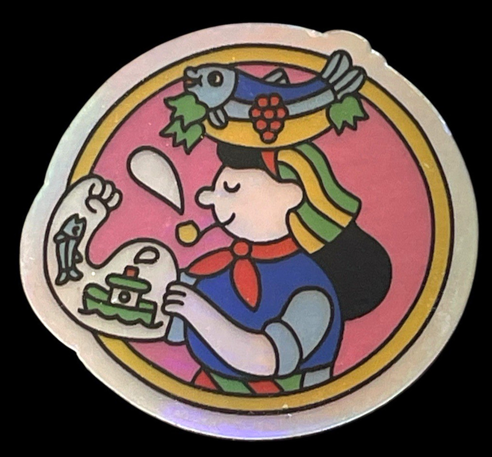 Fishwife Tinned Seafood Co Logo Sticker 2" Round NEW Metallic Pipe-Smoking