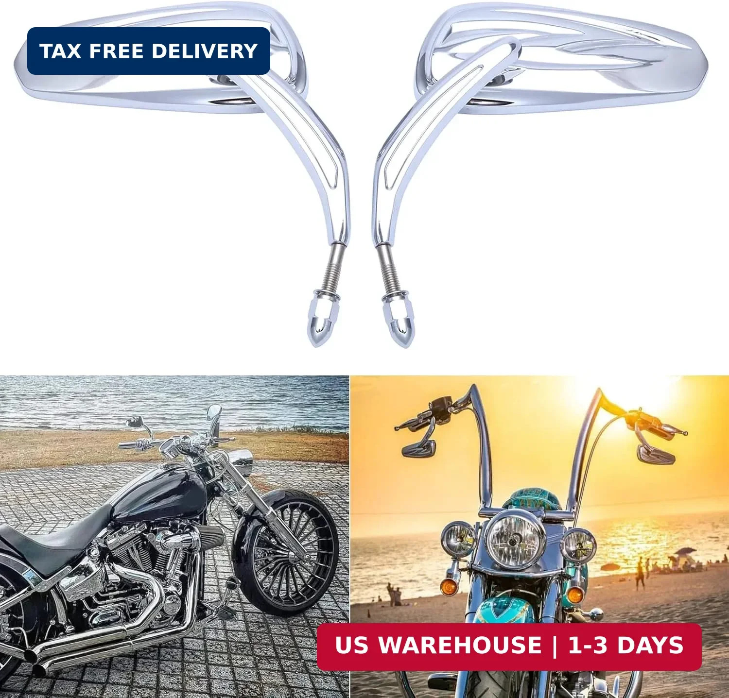Chrome Motorcycle Side Mirror for Road King Street Electra Glide Road Glide Dyna