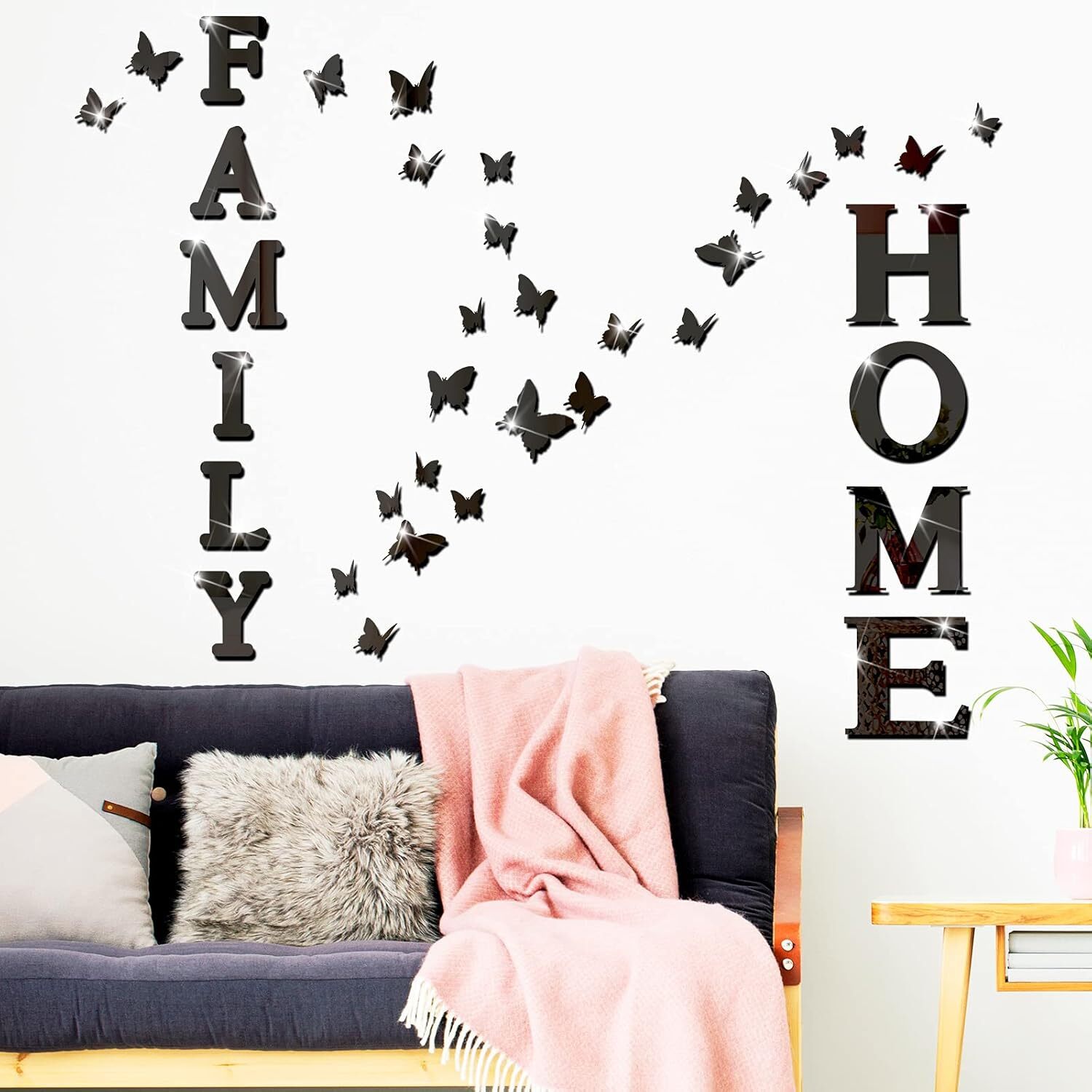 Outus 3D Family Home Sign Letters Living Room Decor Rustic Black