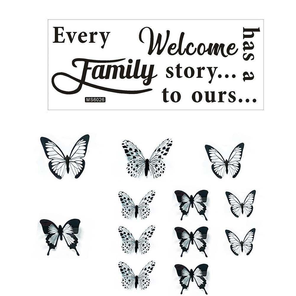 Family Wall Stickers 28*58cm Art Butterflies DIY Decal Decor Home Large