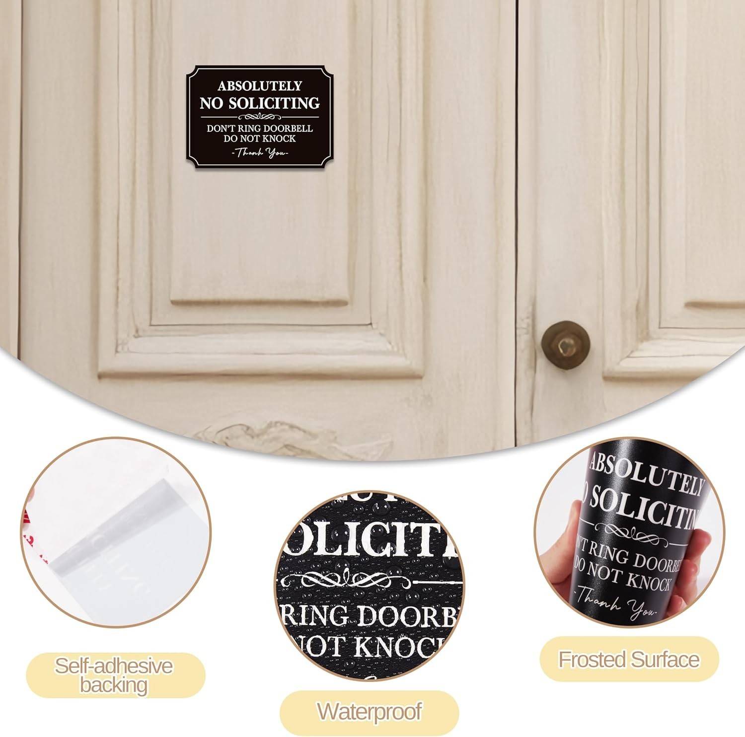 5.6"W Absolutely No Soliciting Don't Ring Doorbell Do Not Knock Vinyl Sticker