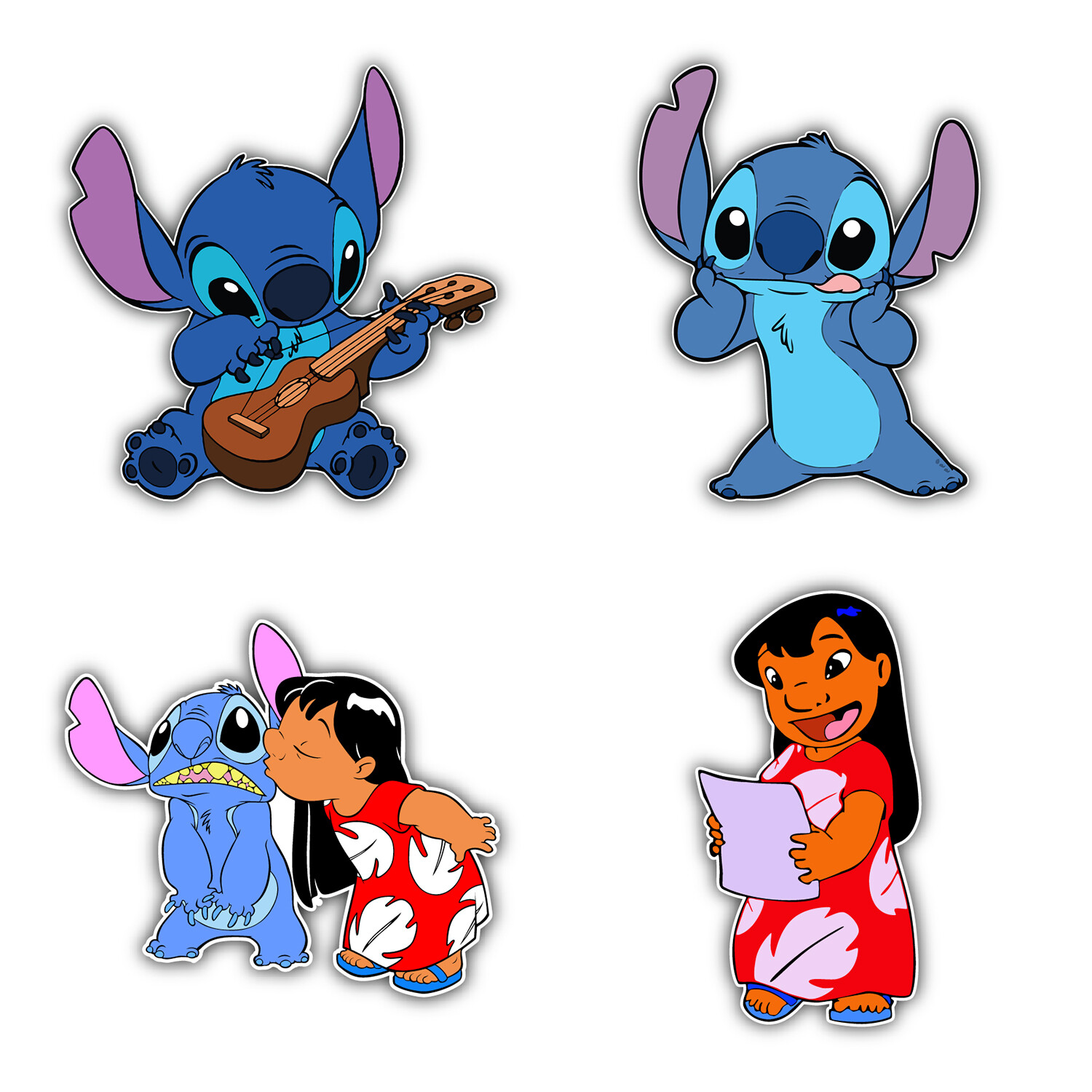 Lilo & Stitch Cartoon Set Of 4 Vinyl Sticker Decal – 5" longer side ID:7