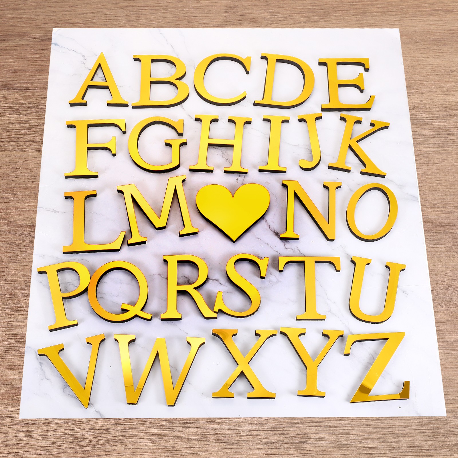 7.87 Inch 3D Acrylic Alphabet Mirror Wall Stickers Letter O Light Gold