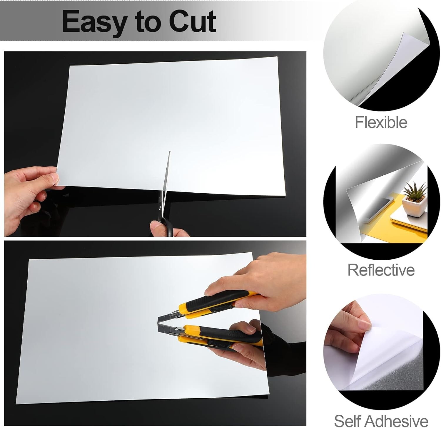 Versatile Non-Glass Mirror Tiles for Home Walls – Reflective 10 x 12 in Stickers