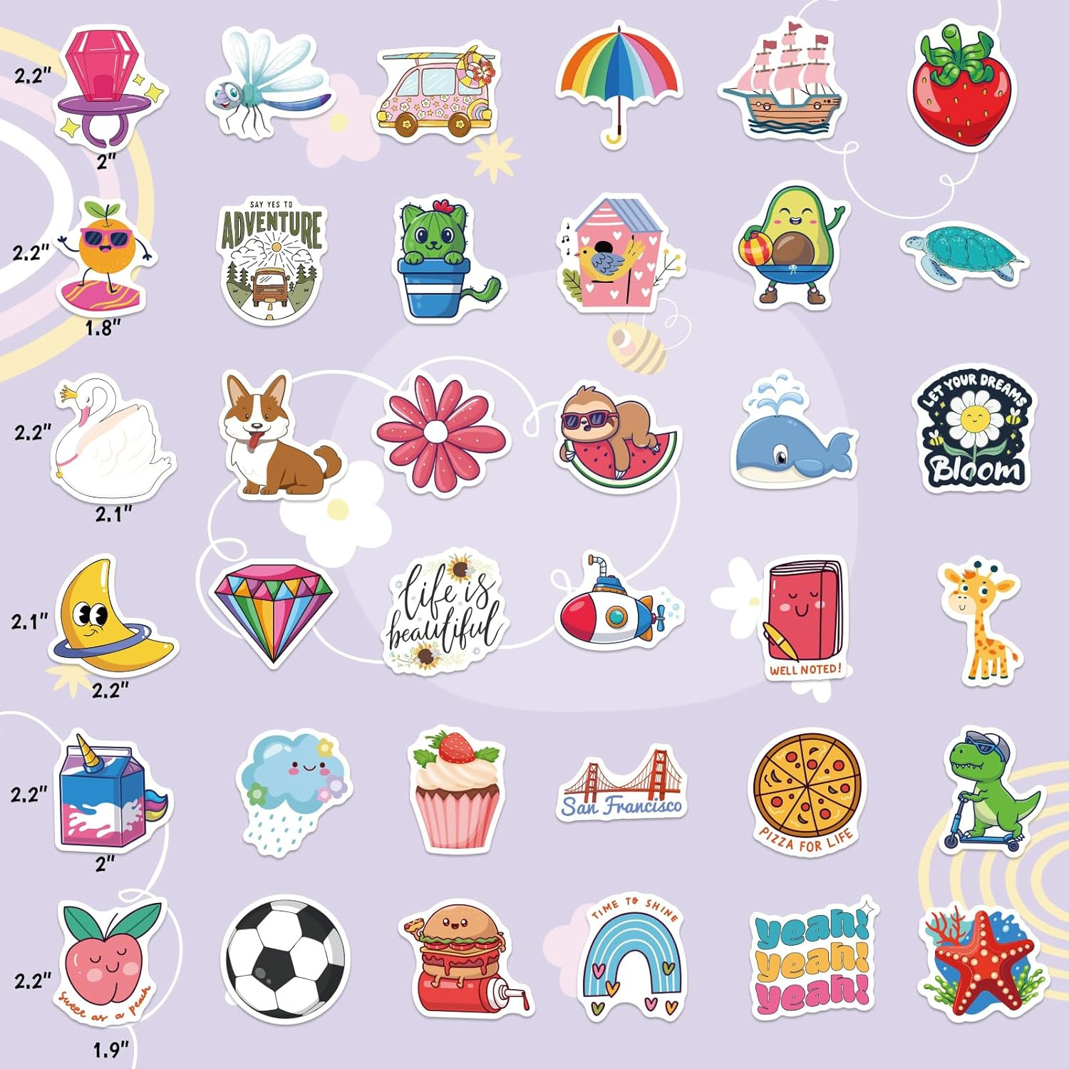 300 PCS Cute Stickers for Kids,Kawaii Water Bottle Sticker Pack for Teens,Waterp