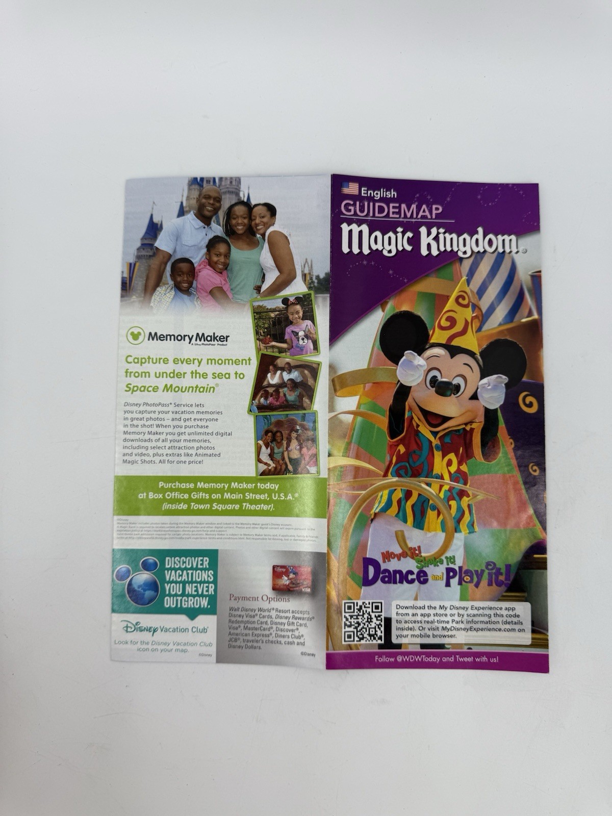 Walt Disney World Magic Kingdom Fall 2015 Park Guide Map "Move It Shake It”