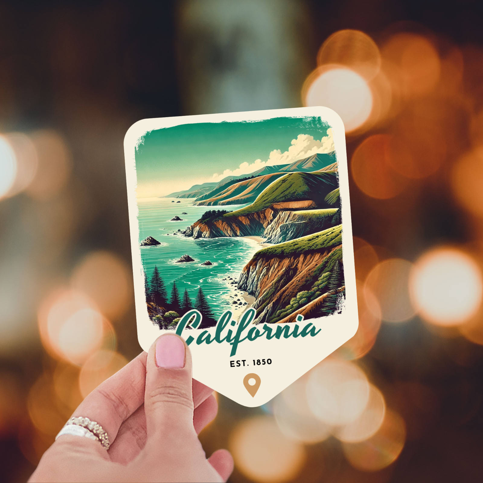 California State Sticker Retro Travel Vinyl Decal for Laptop Water Bottle Car