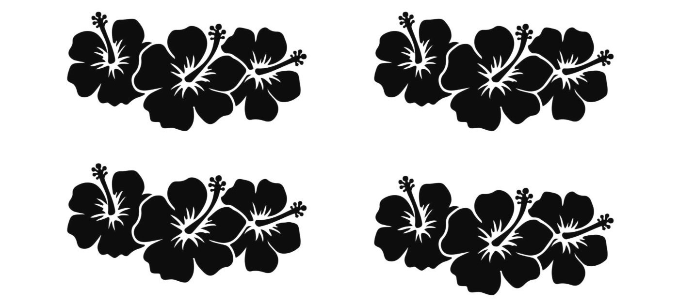 Hibiscus Flowers Four 5" Vinyl Decal Car Truck Window Any Flat Surface