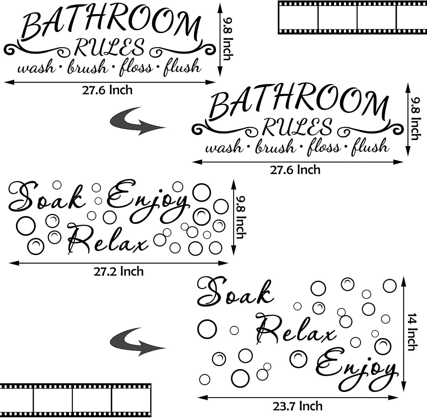 2 Bathroom Decals Sticker Soak Relax Enjoy Toilet Rules Decor Vinyl Quote Decor