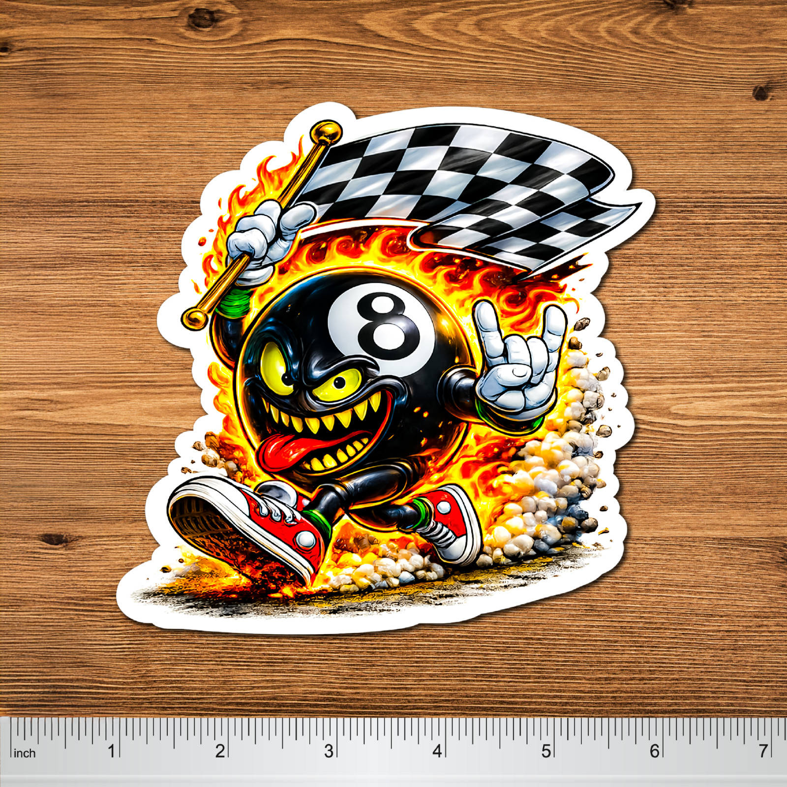 Flaming 8 Ball Sticker 5" 2 Pack Waterproof Die Cut Glossy Vinyl Decal