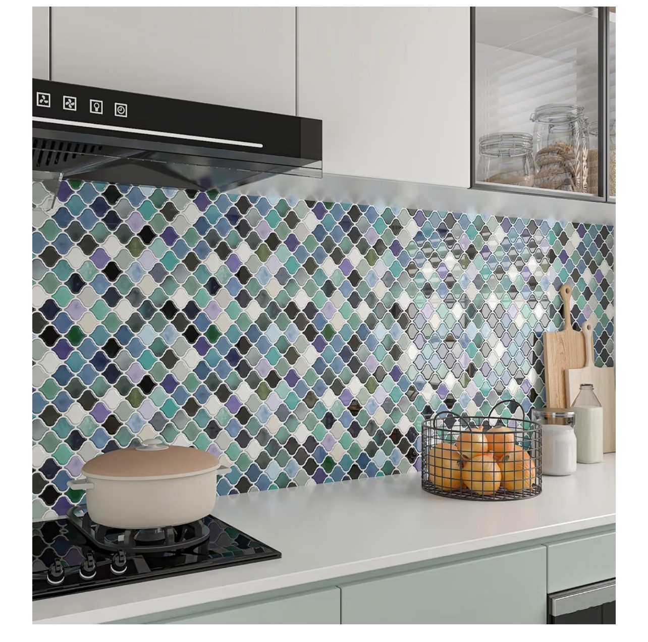 12"x12" Peel and Stick Backsplash for Kitchen 16 Sheets Arabesque Self Adhe…