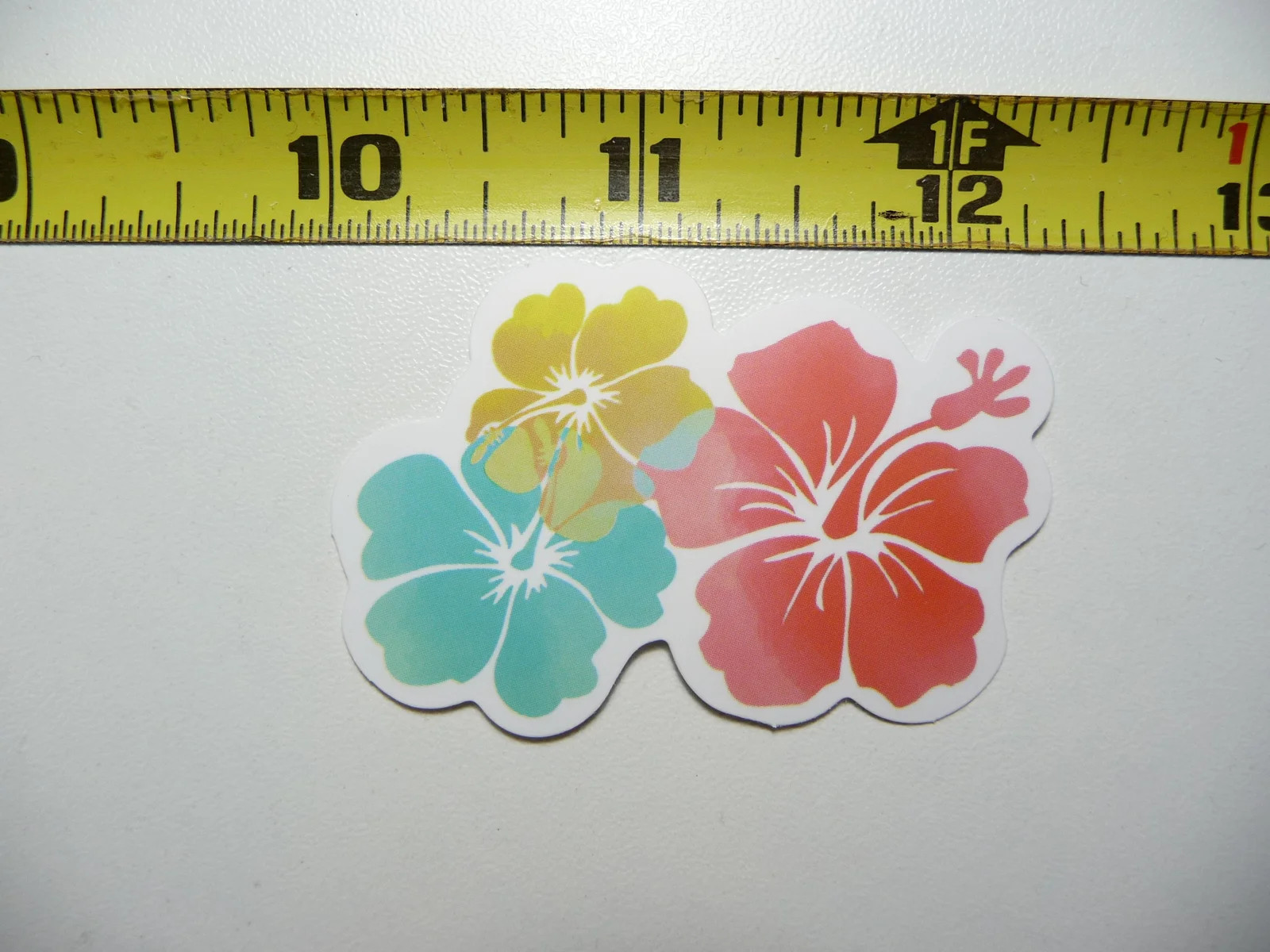 3 THREE HIBISCUS FLOWERS SMALL STICKER DECAL SCRAPBOOKING WALL VACATION