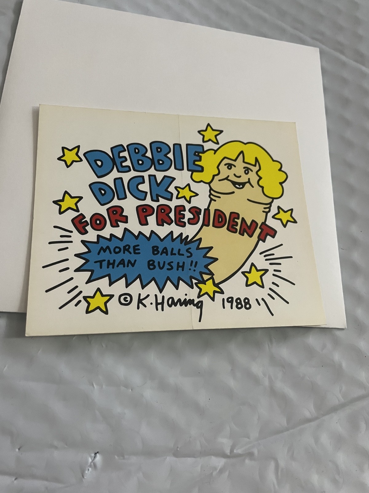 Keith Haring Debbie D!ck for President 1998 vintage rare sticker