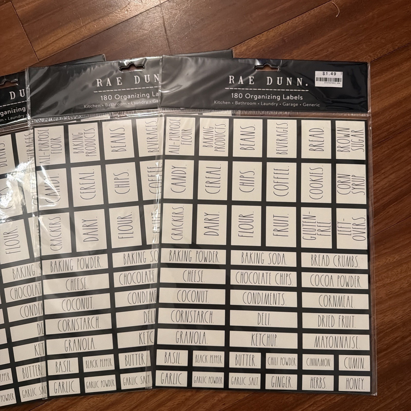 Sealed Rae Dunn 180 Self-Adhesive Organizing Labels White/Black Kitchen 3 Sets