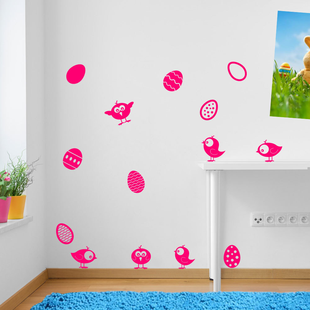 Easter Chicks Birds Eggs Vinyl Window Wall Decals Stickers Set Shop Display A150