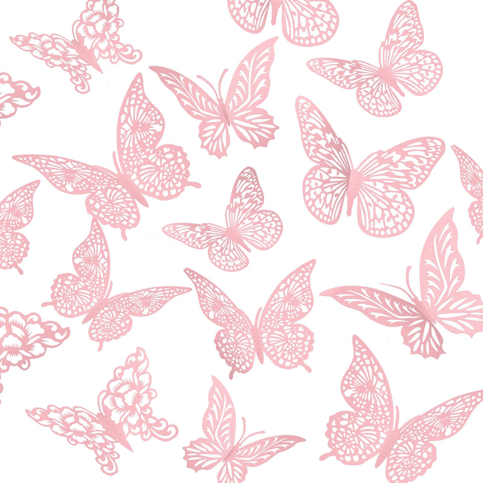 48PCS 3D Butterfly Room Wall Decor for Birthday Wedding Party Cake Decor