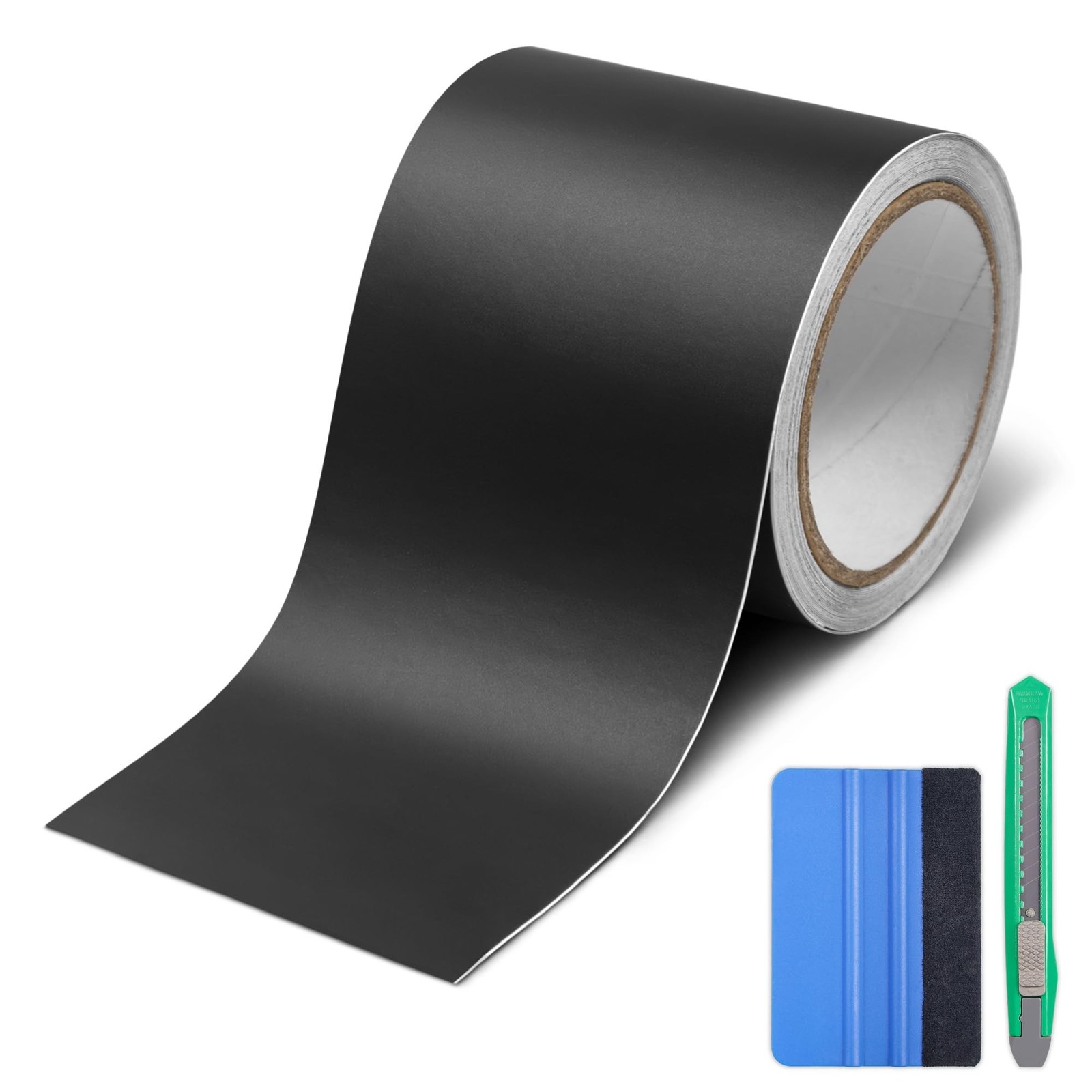 Lypumso Matte Black Vinyl Wrap Tape Roll, 4 Inch x 30ft Self-Adhesive Black O…