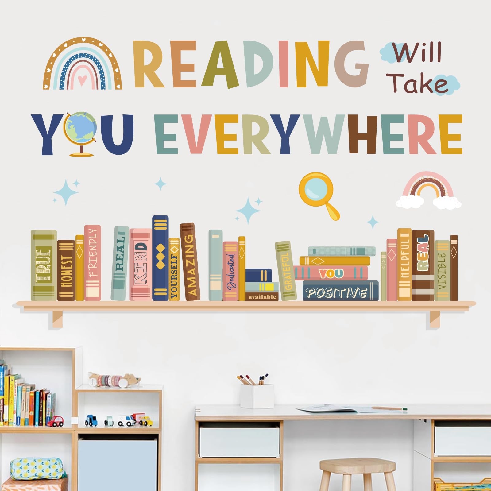 Boho Reading Will Take You Everywhere Wall Stickers Inspirational Quote Wall …